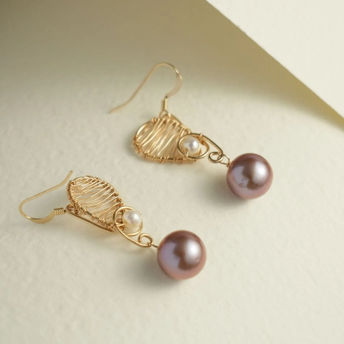 Purple Fairy Series Butterfly Kiss Pearl Dangle Earrings