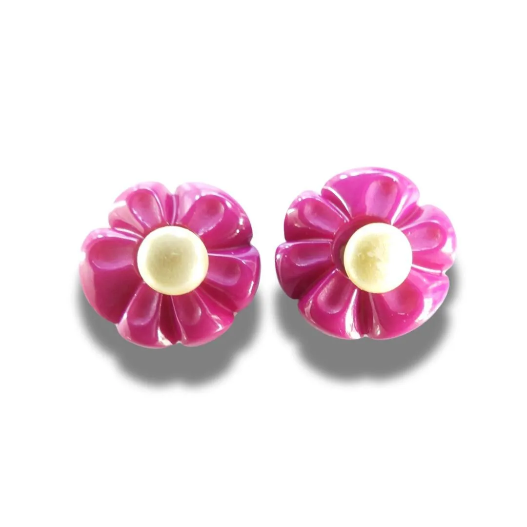 Purple Flower-Shaped Buttons with Detachable Yellow Shank