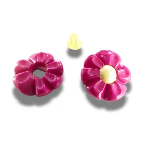 Purple Flower-Shaped Buttons with Detachable Yellow Shank