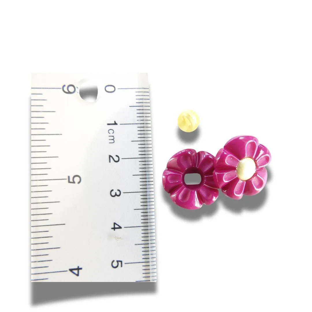 Purple Flower-Shaped Buttons with Detachable Yellow Shank