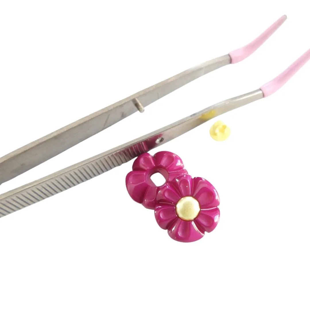 Purple Flower-Shaped Buttons with Detachable Yellow Shank