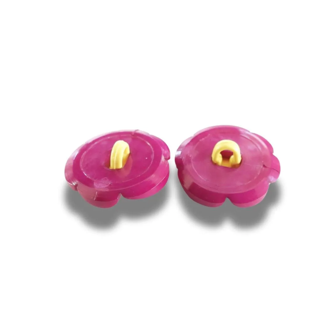 Purple Flower-Shaped Buttons with Detachable Yellow Shank