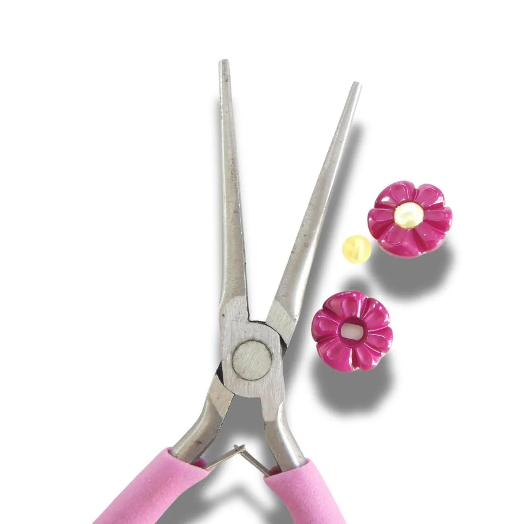 Purple Flower-Shaped Buttons with Detachable Yellow Shank