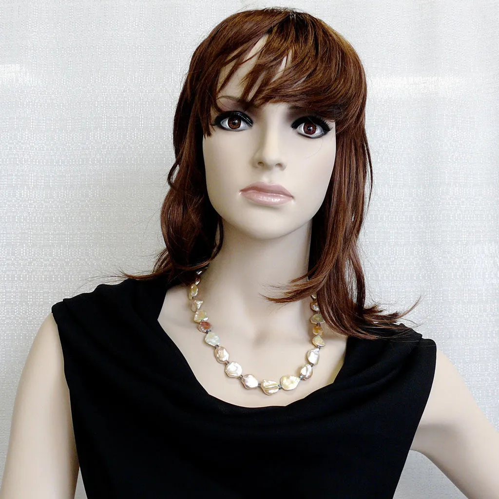 "Floating Petals" One of a Kind Golden-Pink Keshi Pearl & Labradorite Gemstone Necklace by Arpaia Lang