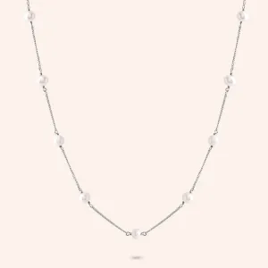 "Oceana" Sterling Silver Freshwater Pearl Station Necklace