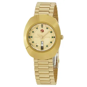 Rado Original Green Simili Stone Dial Men's Gold Tone Watch R12413463