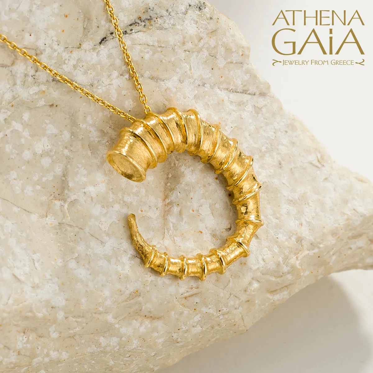 Ram Horn Pendant Necklace (Large)