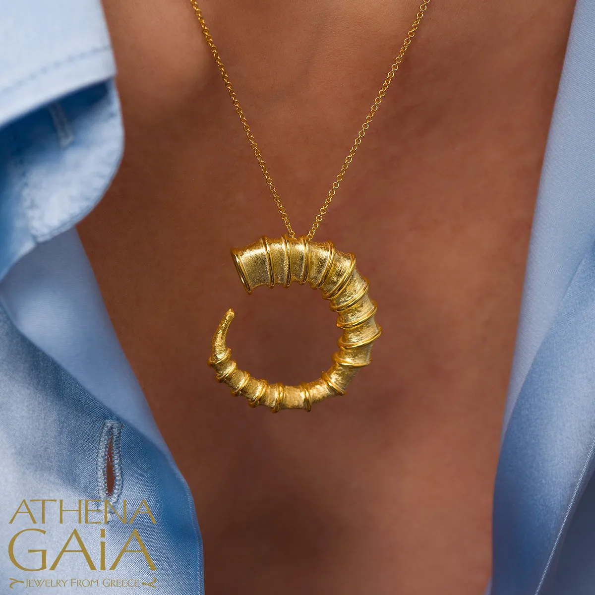 Ram Horn Pendant Necklace (Large)