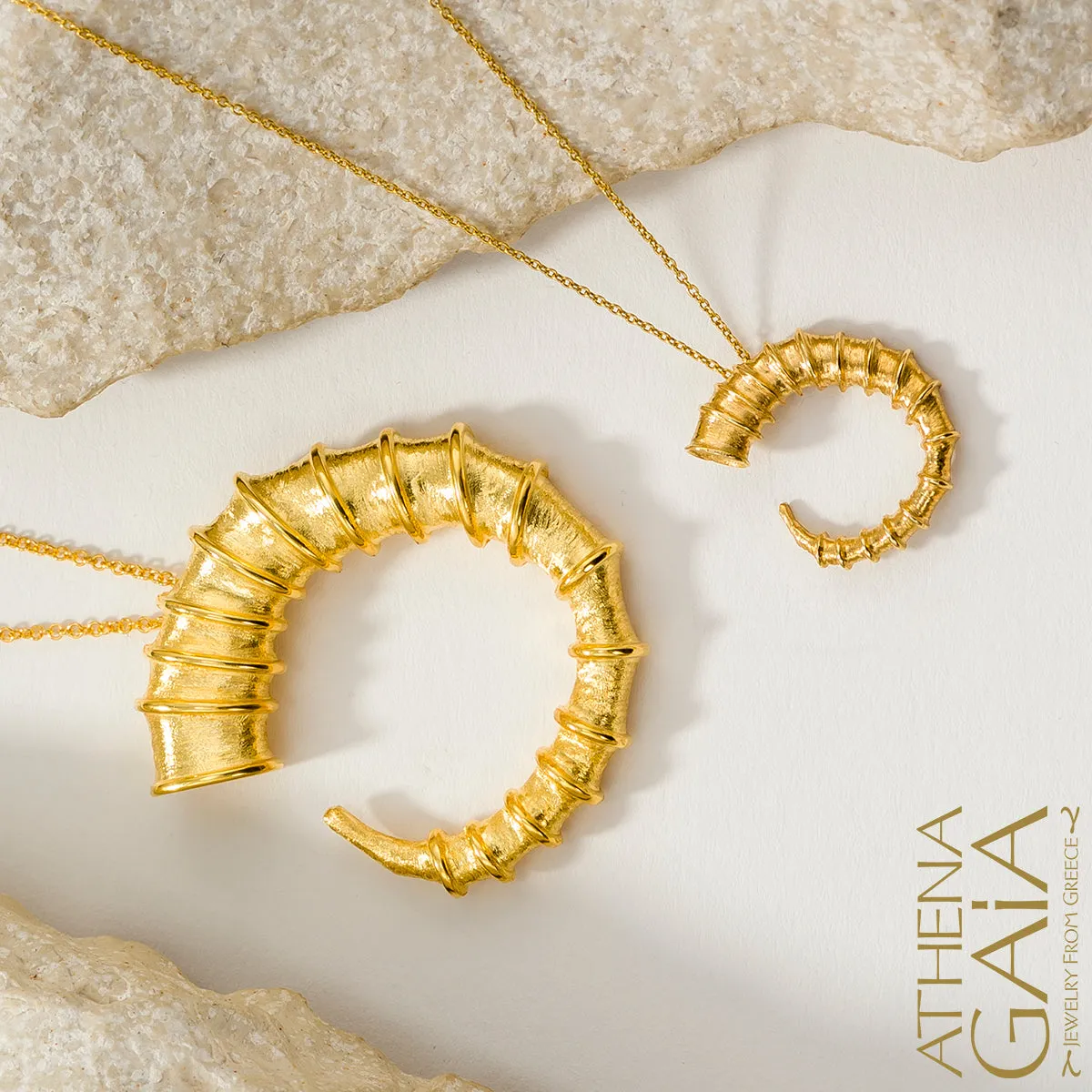 Ram Horn Pendant Necklace (Large)