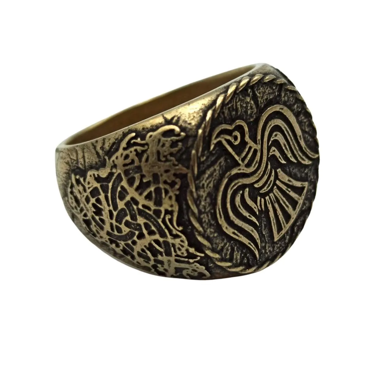 Raven banner bronze ring