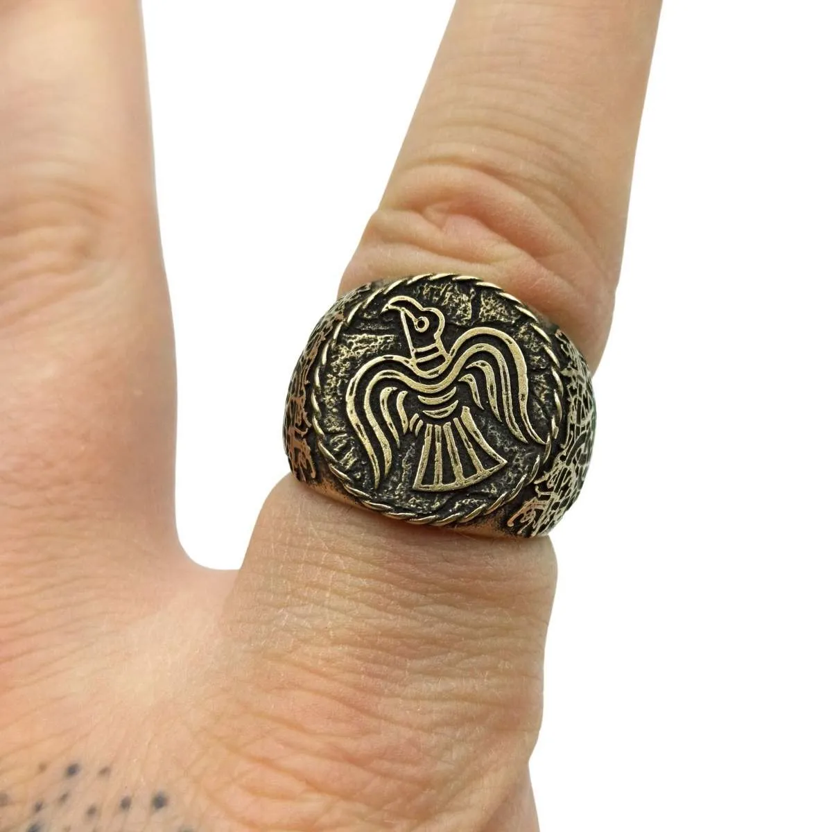 Raven banner bronze ring