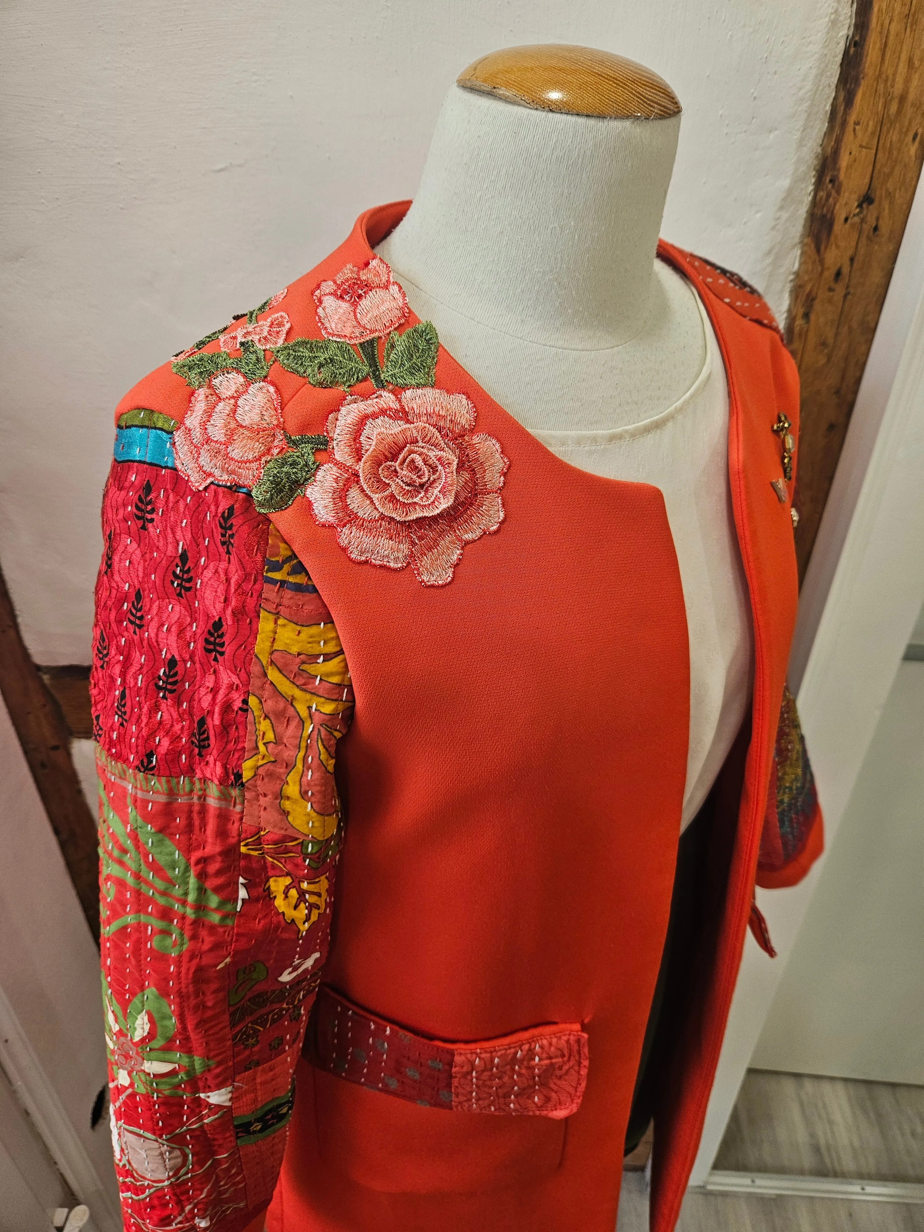 Red Hot 60's Midi Quilted Embellished Jacket