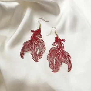 Red Koi Fish Drop Earrings - Koi Earrings, Red Drop Earrings, Red Jewellery, Koi Fish Jewellery, Novelty, Funky Jewellery,Dangle Earrings