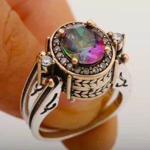 Retro Geometric Creative Round Zircon Two-tone Ring for Women Unique Design Exquisite Ladies Anniversary Gift Trendy Jewelry