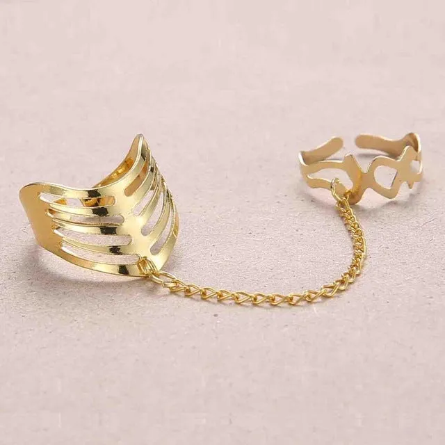 Rinhoo Adjustable Openwork Striped Flower Heart Shaped Geometric Open Ring Stainless Steel Ladies Party Jewelry Rings