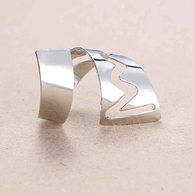 Rinhoo Adjustable Openwork Striped Flower Heart Shaped Geometric Open Ring Stainless Steel Ladies Party Jewelry Rings