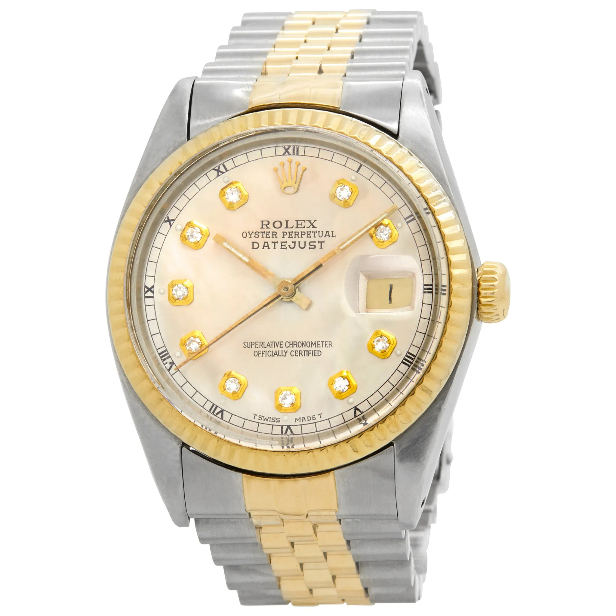 Rolex Datejust 16013 Custom silver tone diamond Dial Automatic Watch