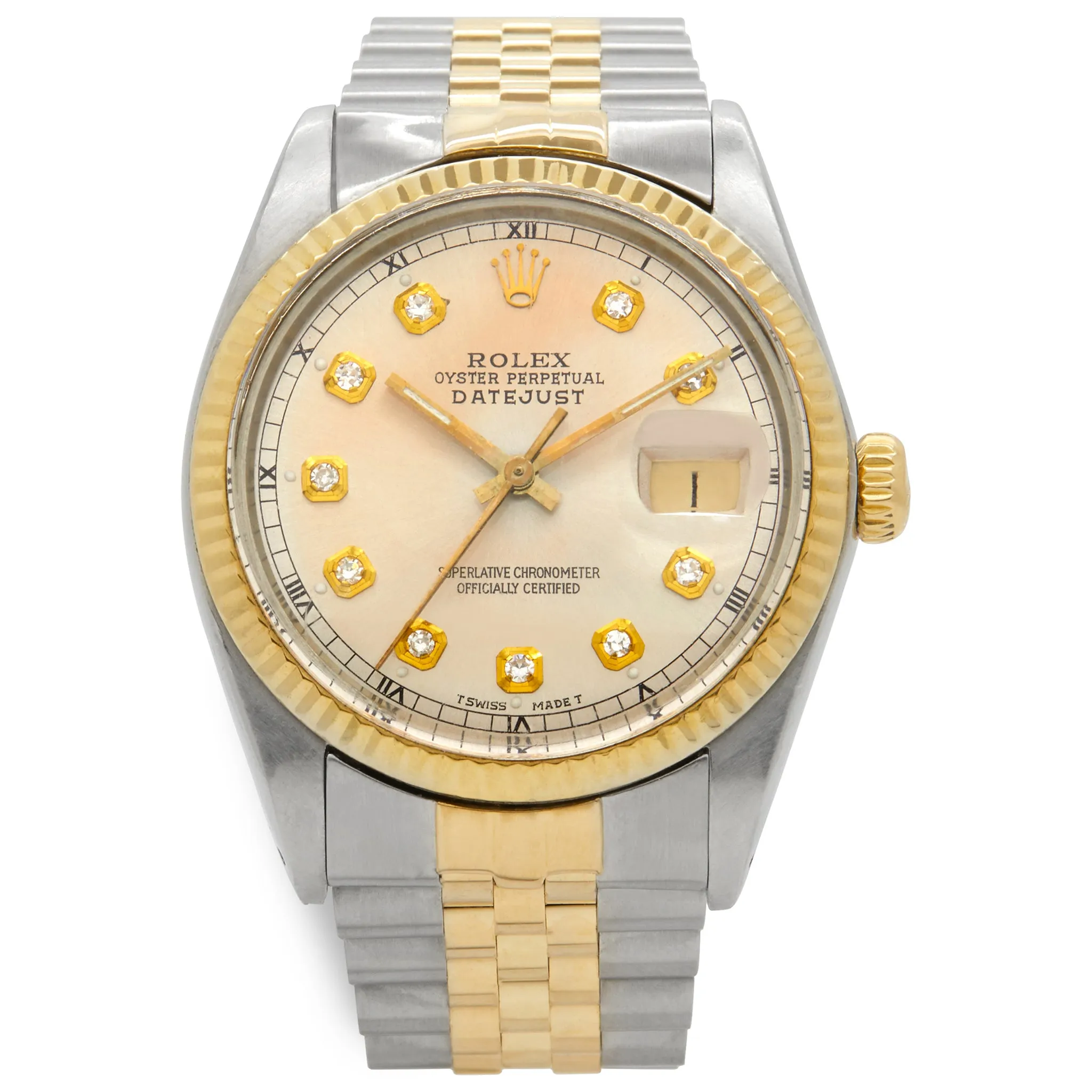 Rolex Datejust 16013 Custom silver tone diamond Dial Automatic Watch