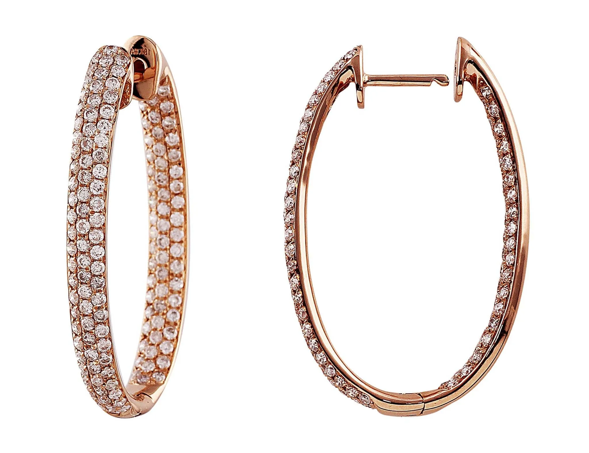 Rose Gold Hoop Diamond Earrings