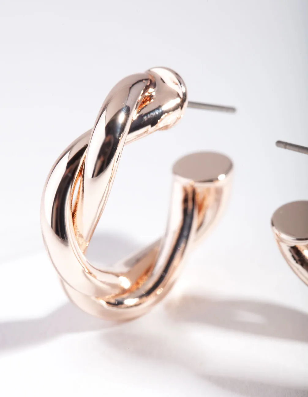 Rose Gold Medium Rope Hoop Earrings
