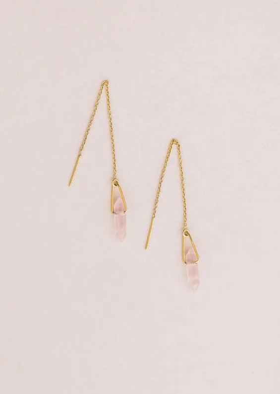 Rose Quartz Gemstone Threader Earrings