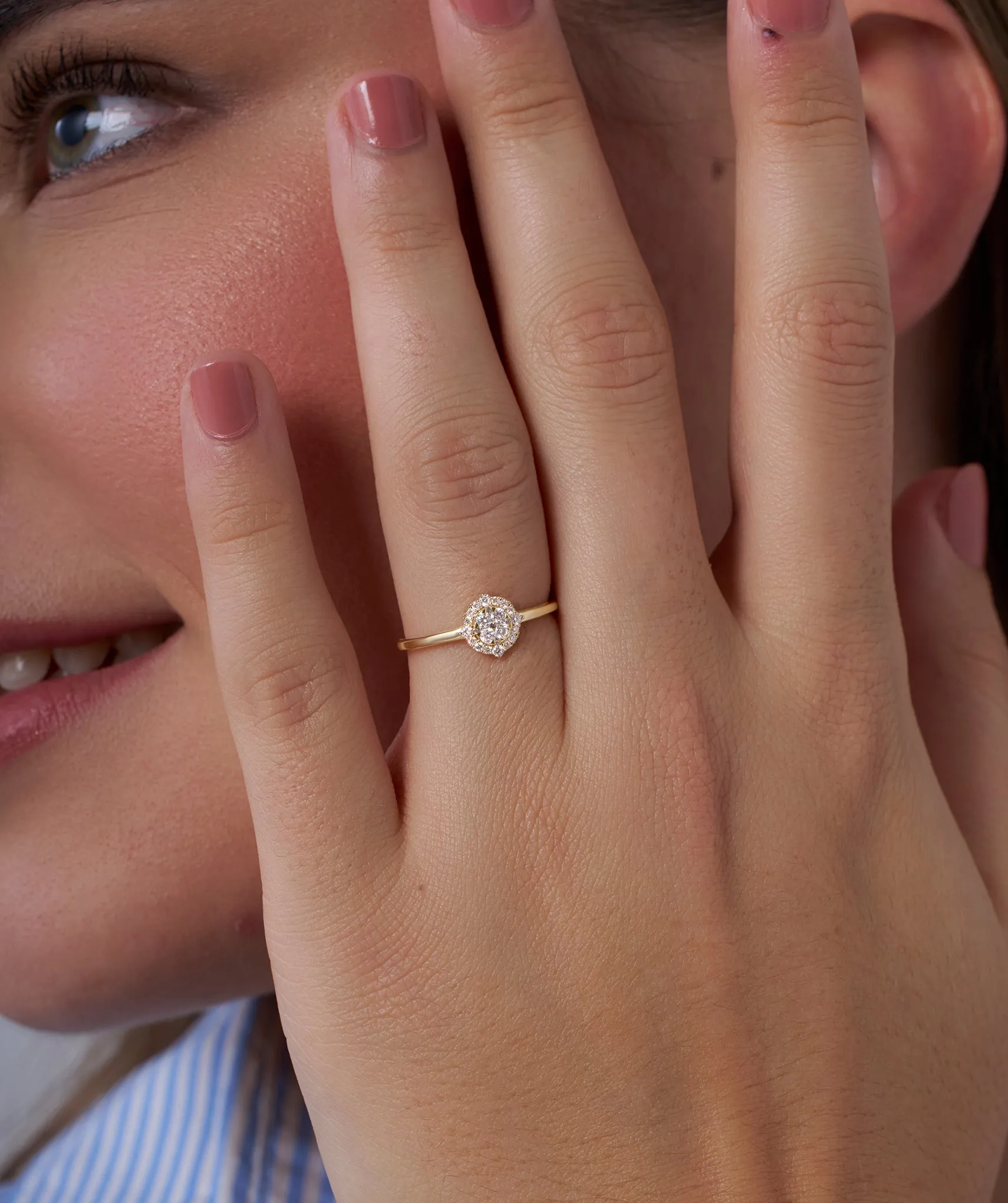 Round Halo Cluster Diamond Ring