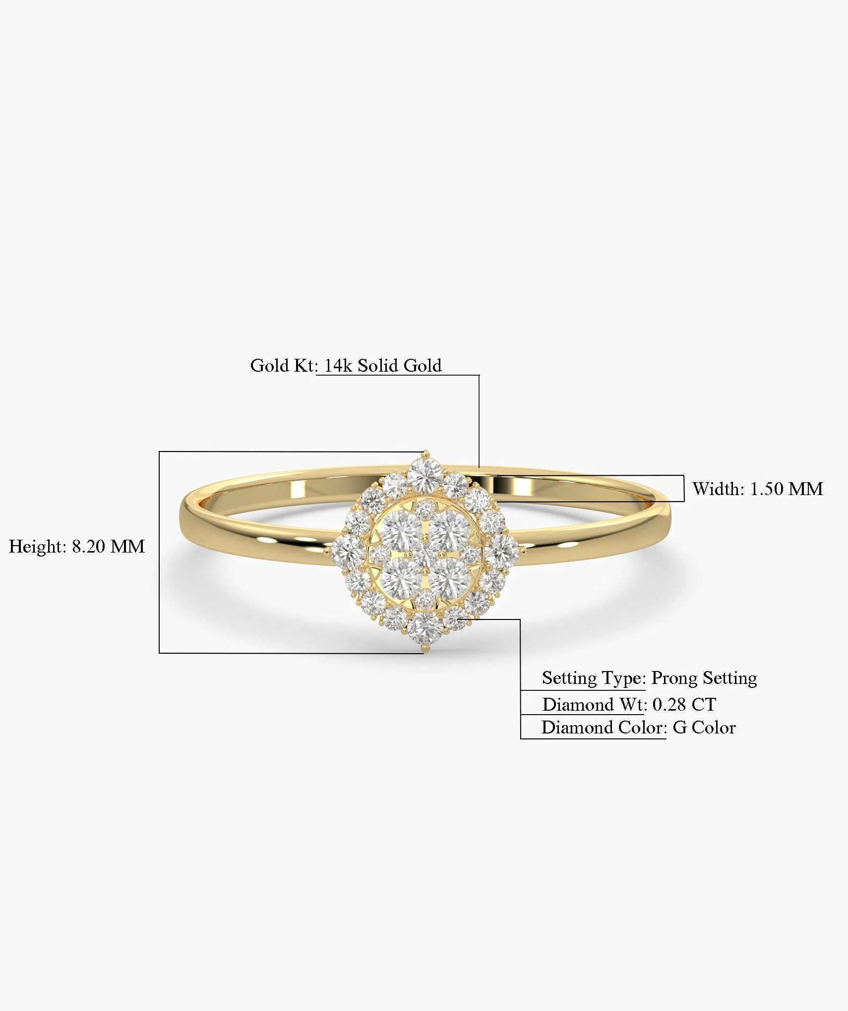 Round Halo Cluster Diamond Ring