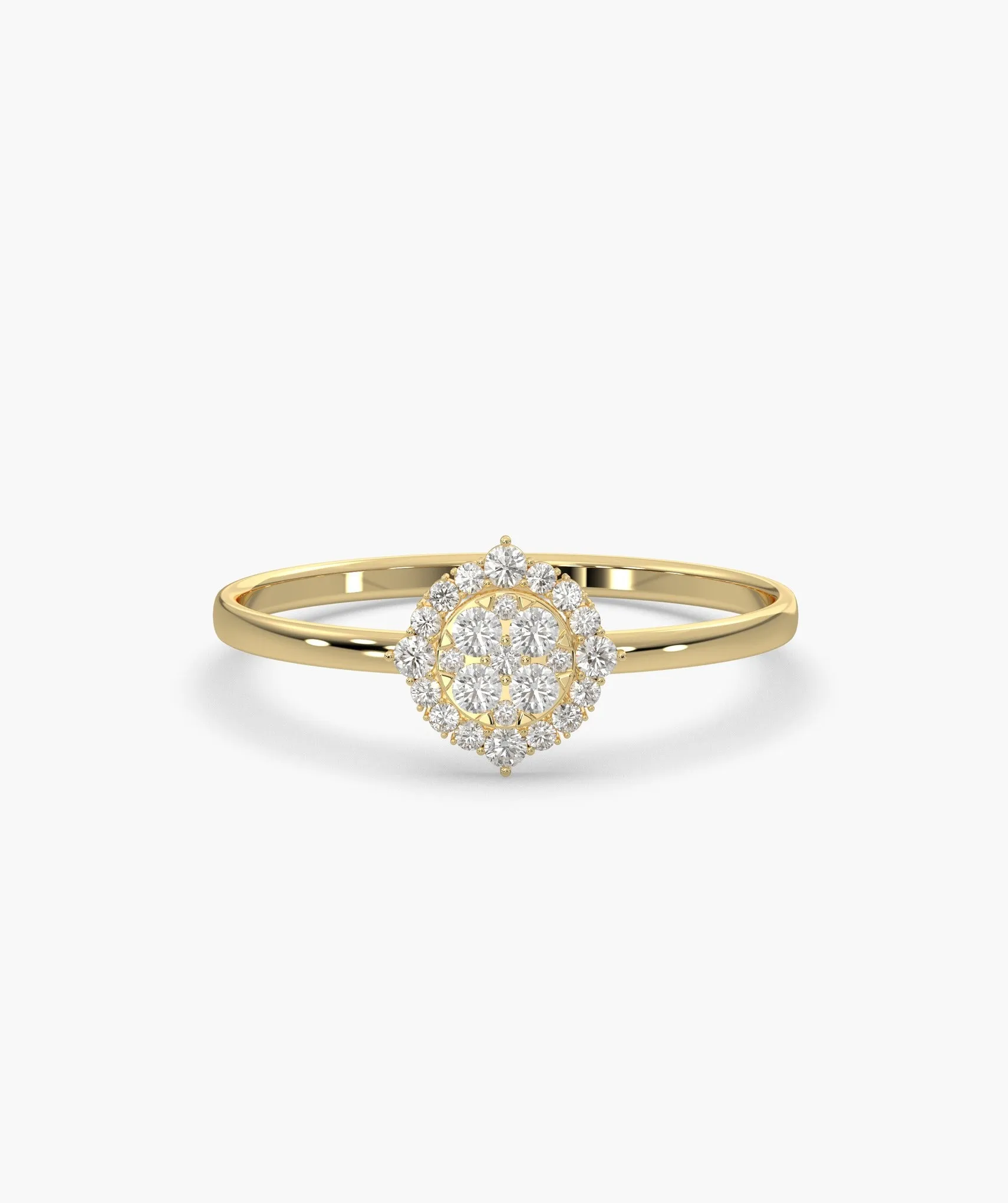 Round Halo Cluster Diamond Ring
