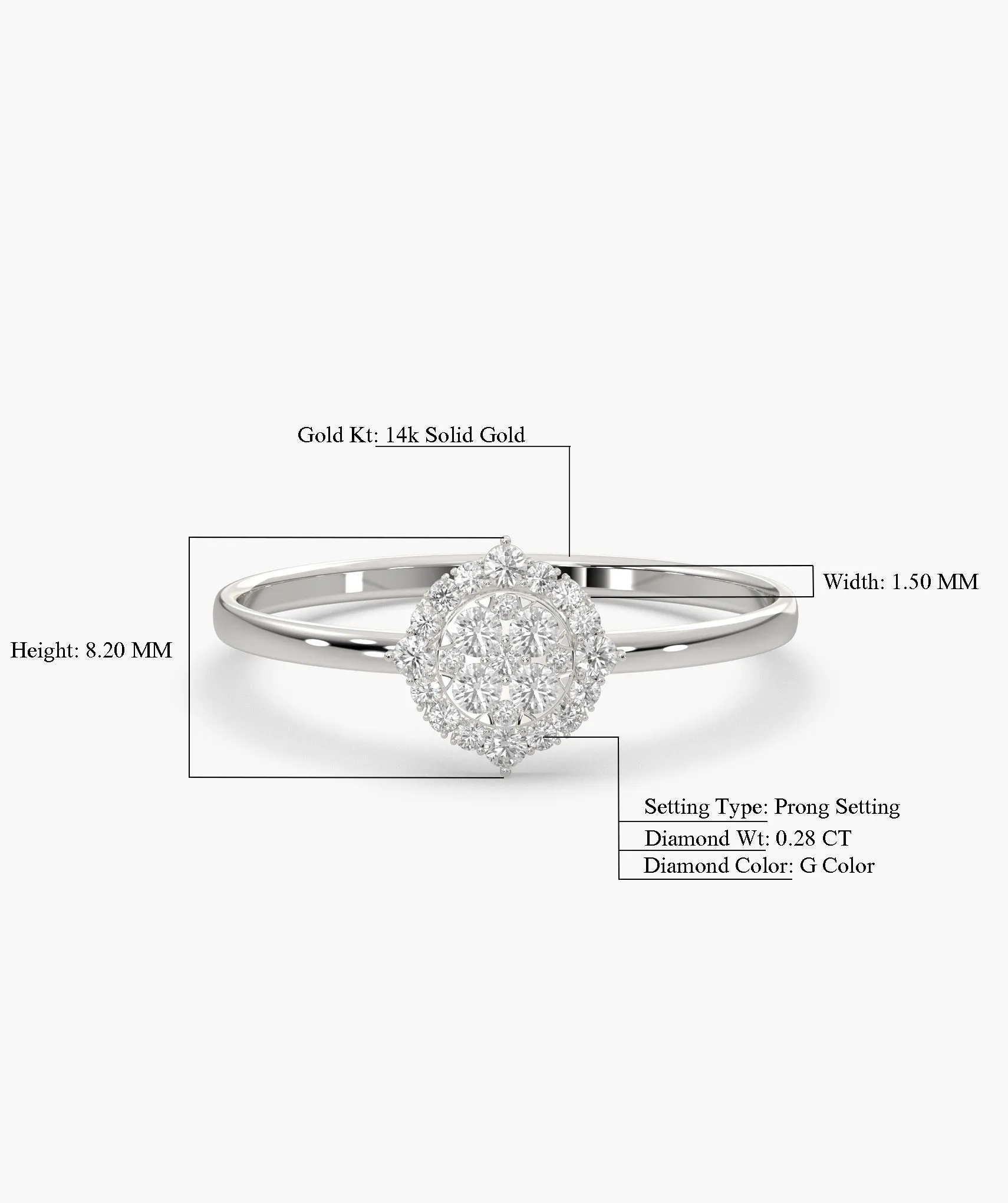 Round Halo Cluster Diamond Ring