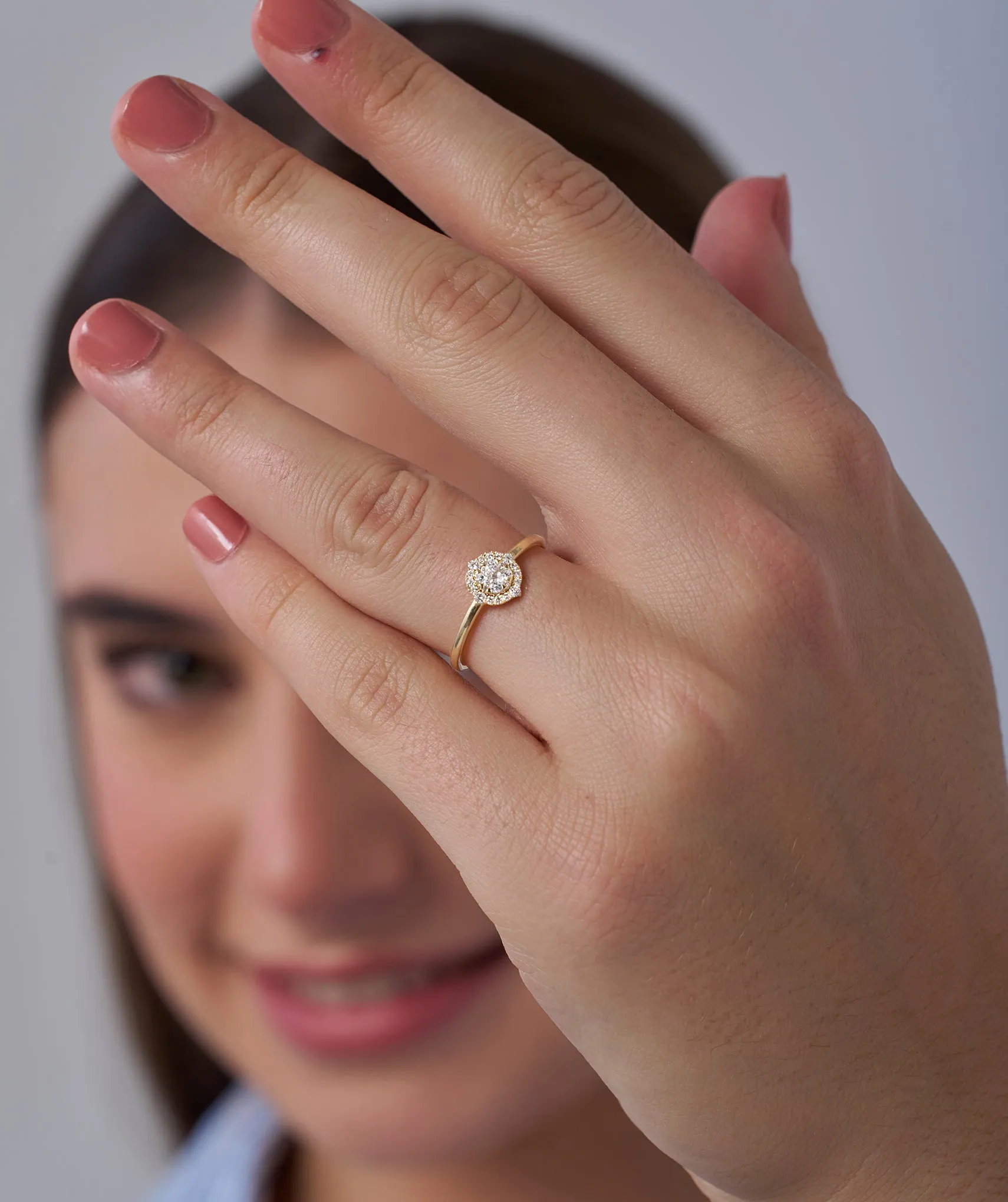 Round Halo Cluster Diamond Ring