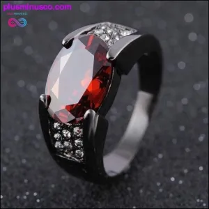 Ruby Obsidian Hip-hop Black Gold Ring Party Wedding Sapphire