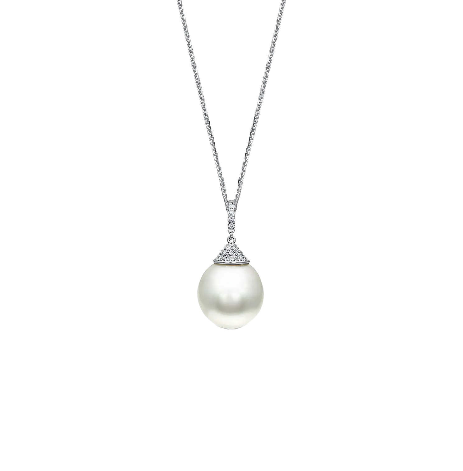 Sabel Collection White Gold Pearl and Diamond Necklace
