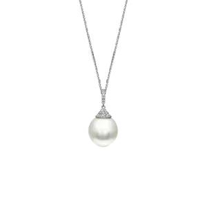 Sabel Collection White Gold Pearl and Diamond Necklace