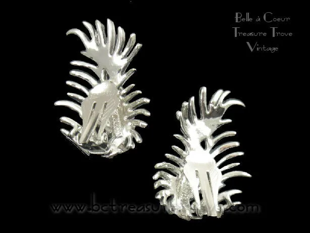 Sarah Coventry Feather Fantasy Vintage Brooch and Earrings Set 1960s