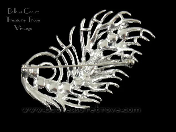 Sarah Coventry Feather Fantasy Vintage Brooch and Earrings Set 1960s