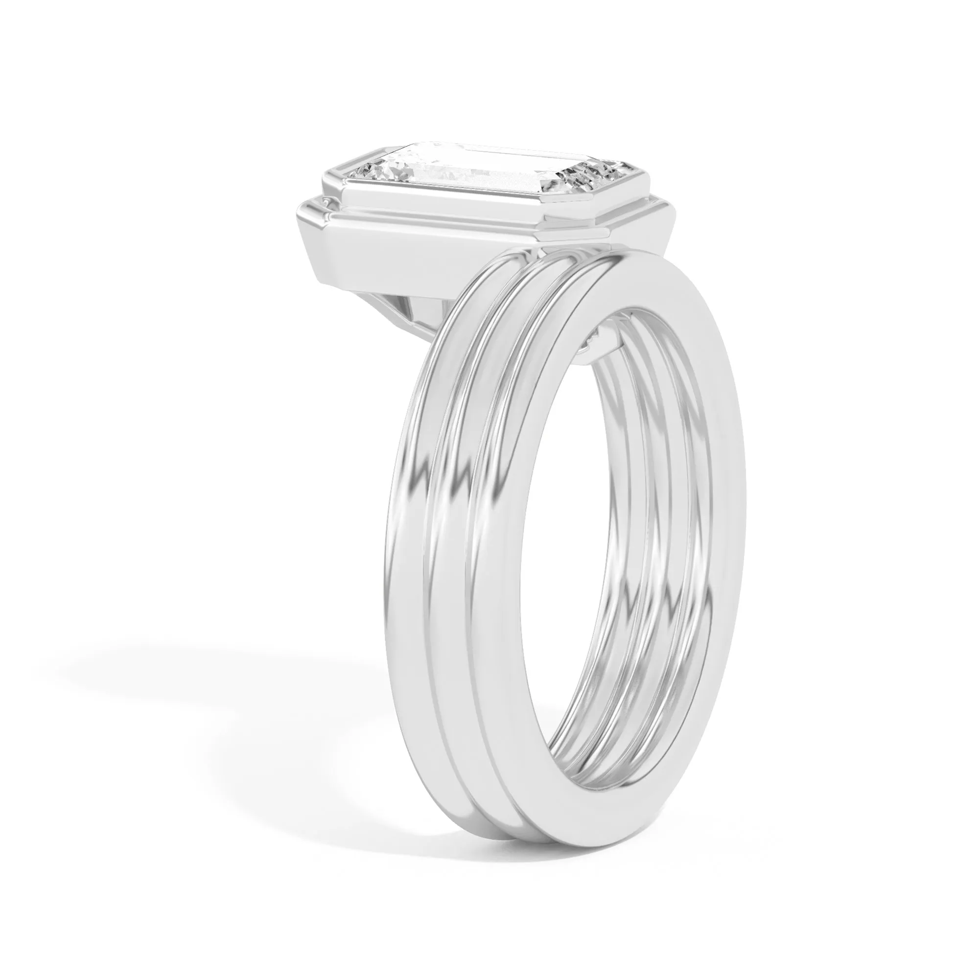Scarpa Emerald Offset Double Bezel Ring