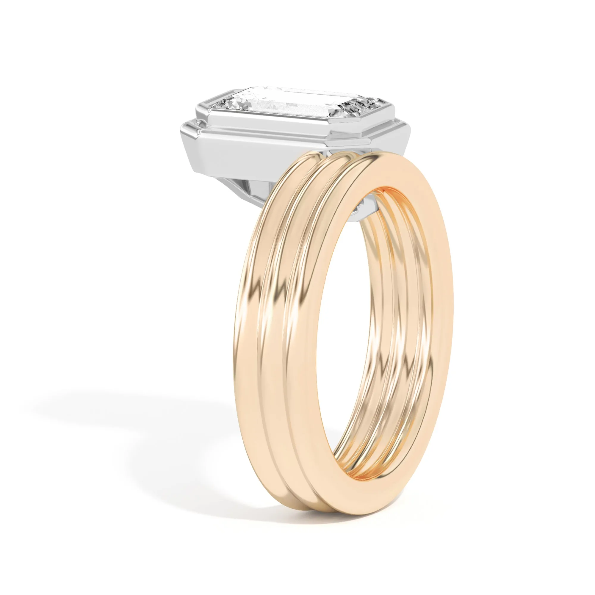 Scarpa Emerald Offset Double Bezel Ring