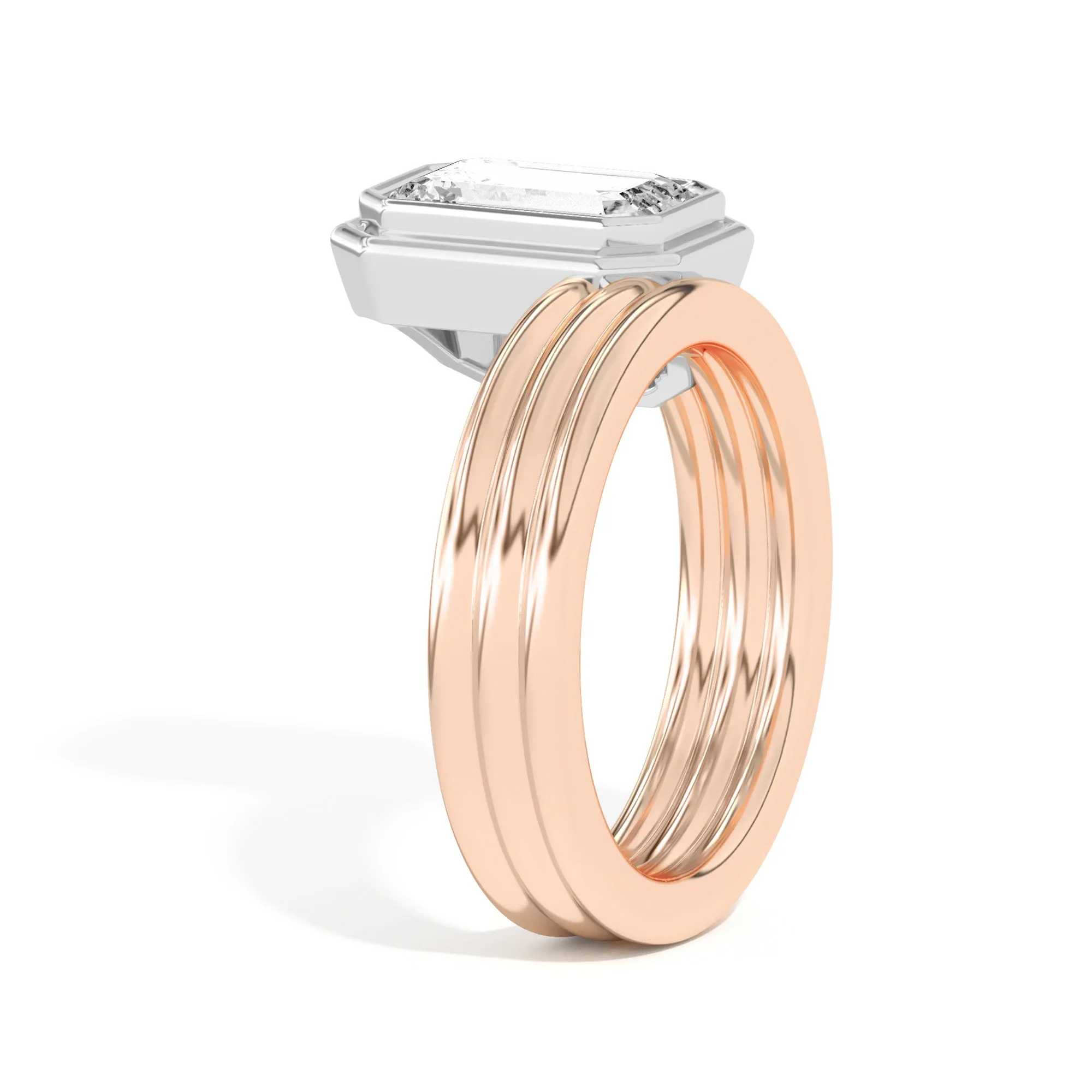 Scarpa Emerald Offset Double Bezel Ring
