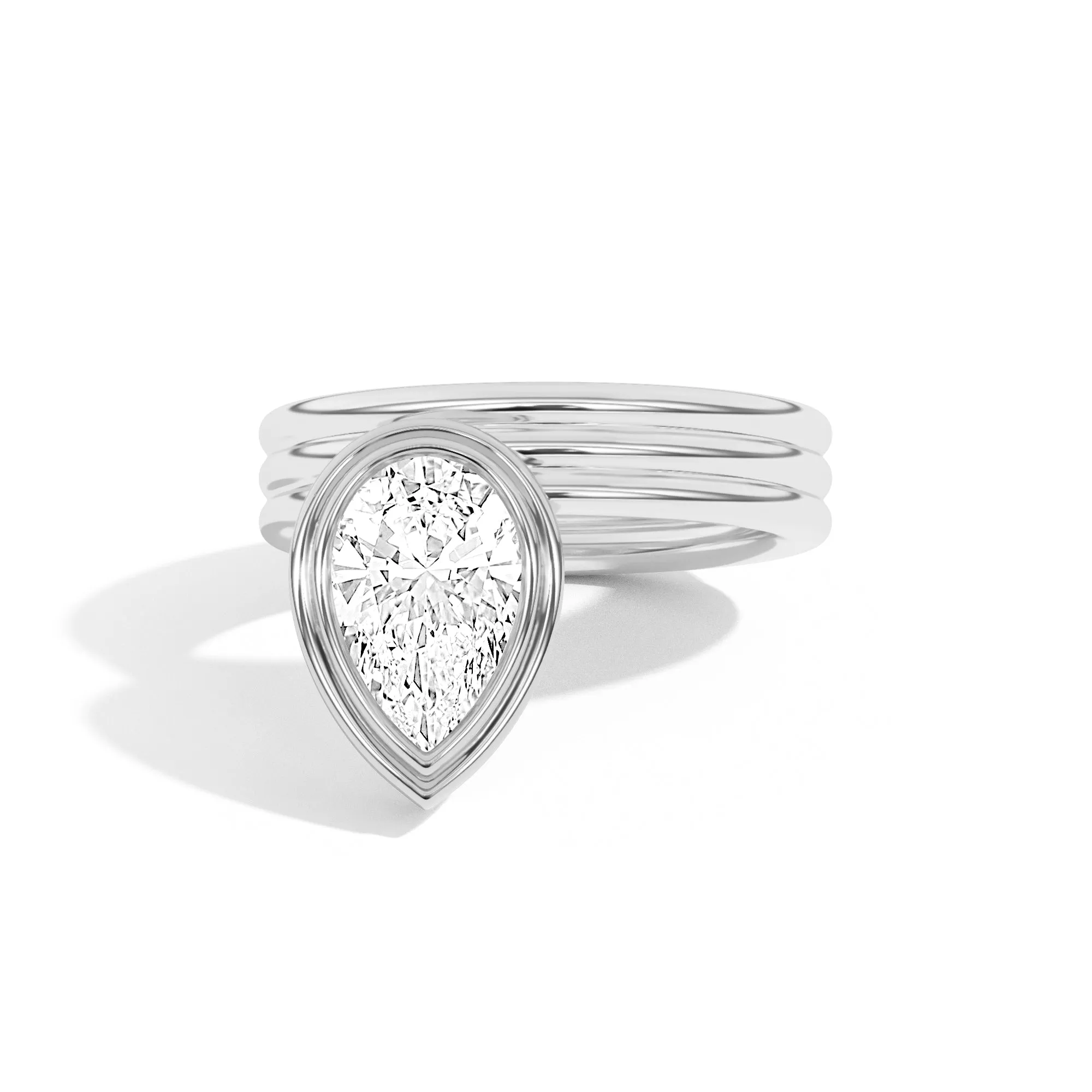 Scarpa Pear Offset Double Bezel Ring