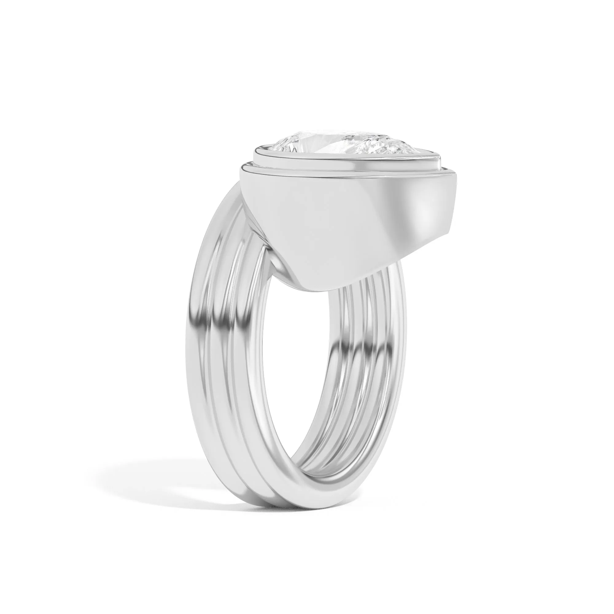 Scarpa Pear Offset Double Bezel Ring