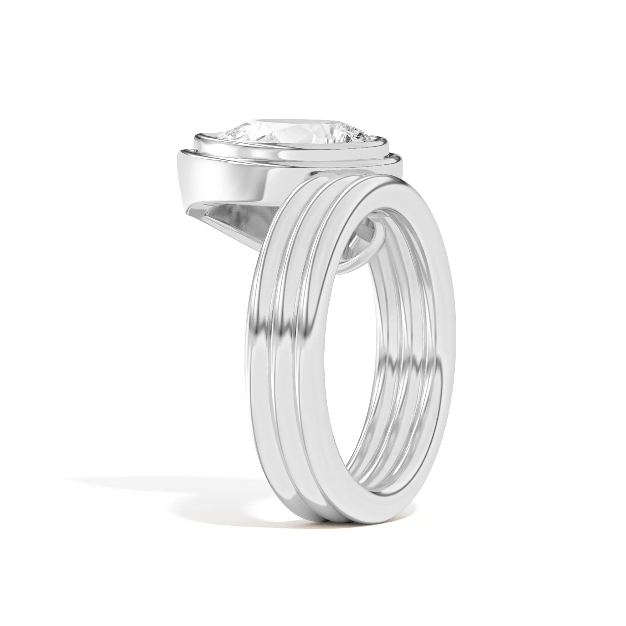 Scarpa Pear Offset Double Bezel Ring