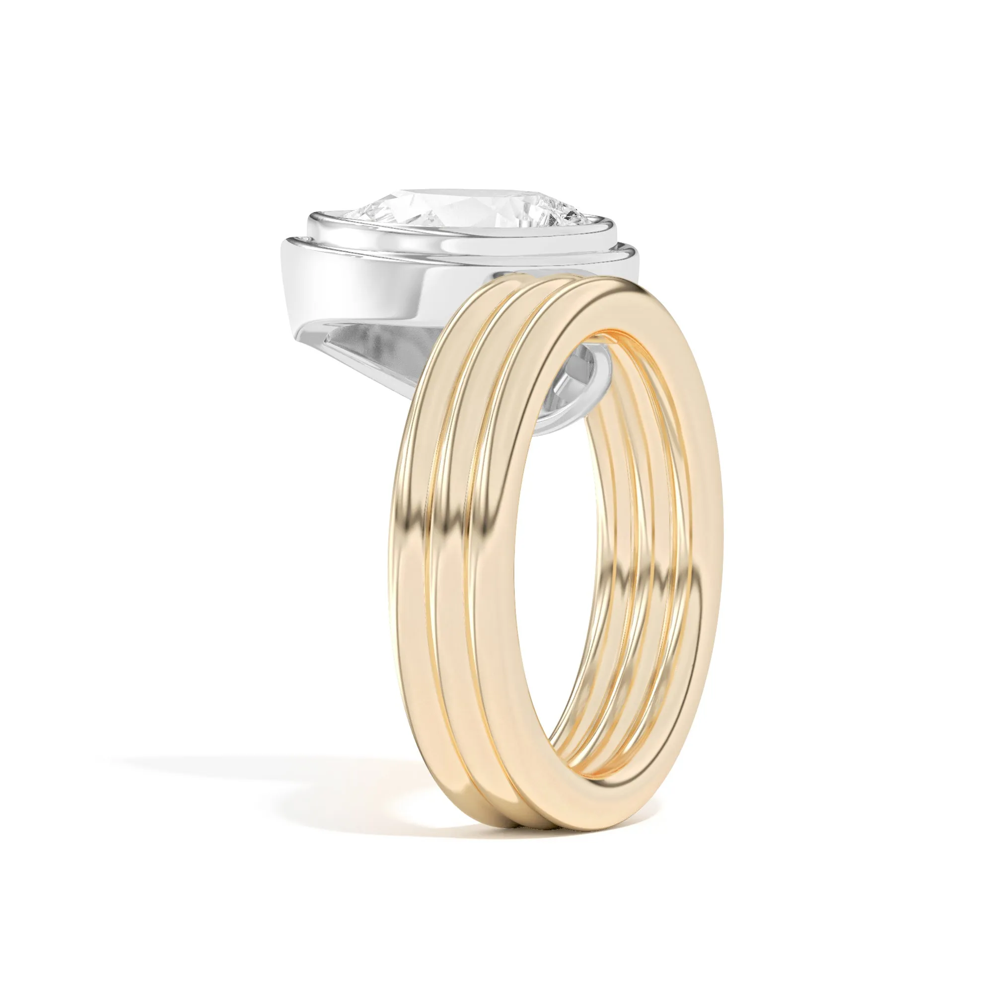 Scarpa Pear Offset Double Bezel Ring