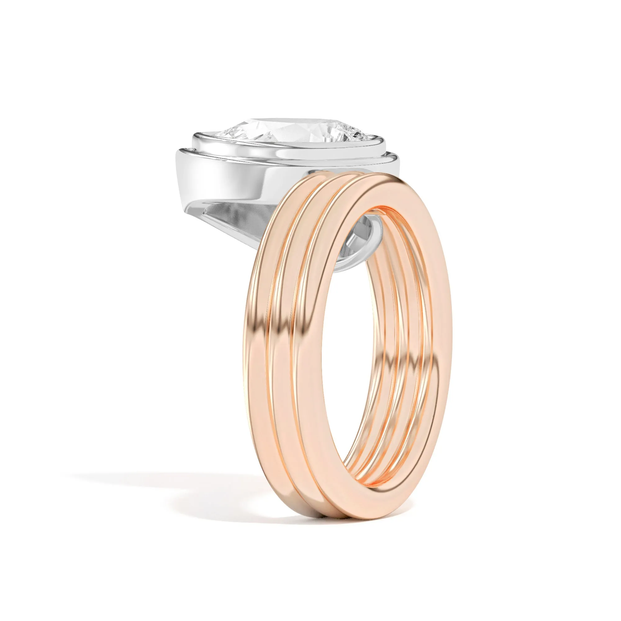 Scarpa Pear Offset Double Bezel Ring