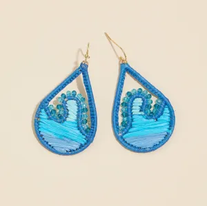 Sea Waves Raffia Tear Drop Earrings