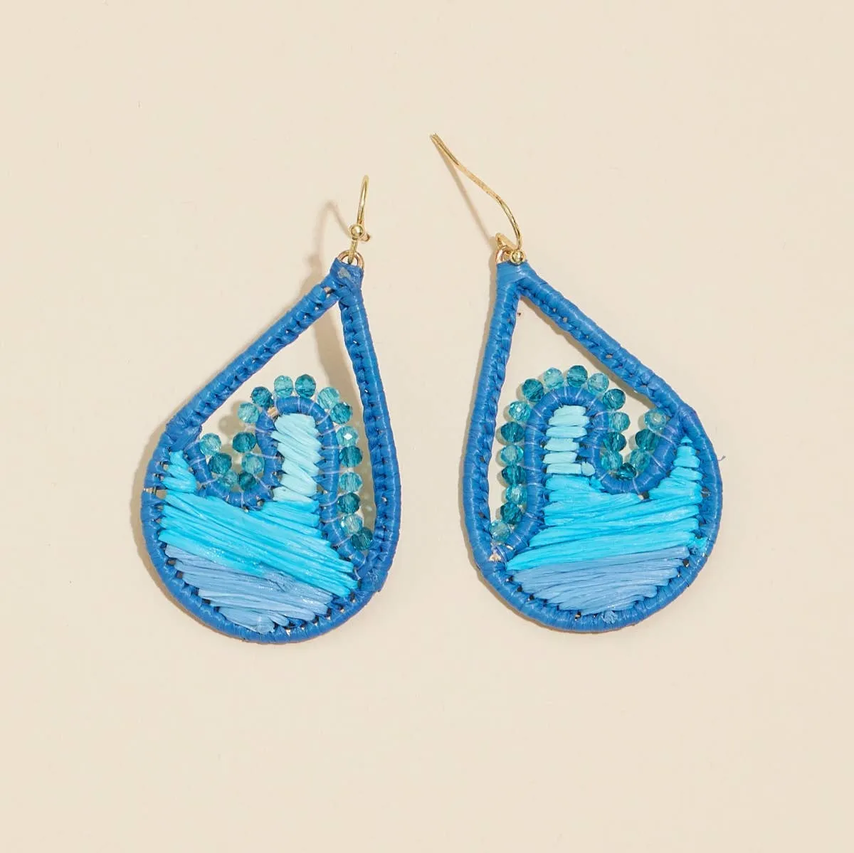 Sea Waves Raffia Tear Drop Earrings