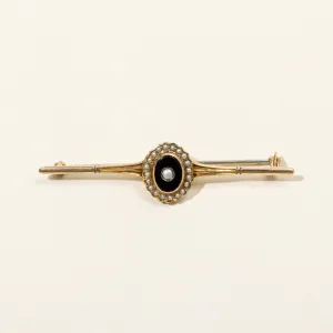 Seed Pearl & Jet Brooch | 0.28ct |