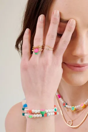 Set of 5 Fruit Metal Rings