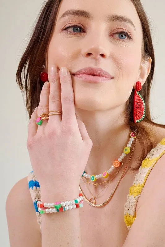 Set of 5 Fruit Metal Rings