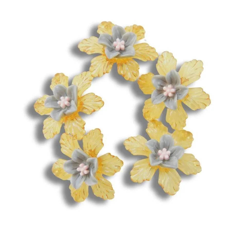 Set of 5 orange Flower Shaped Buttons