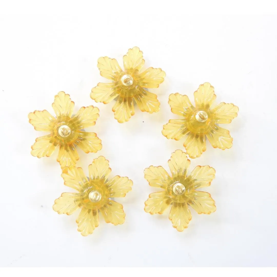 Set of 5 orange Flower Shaped Buttons